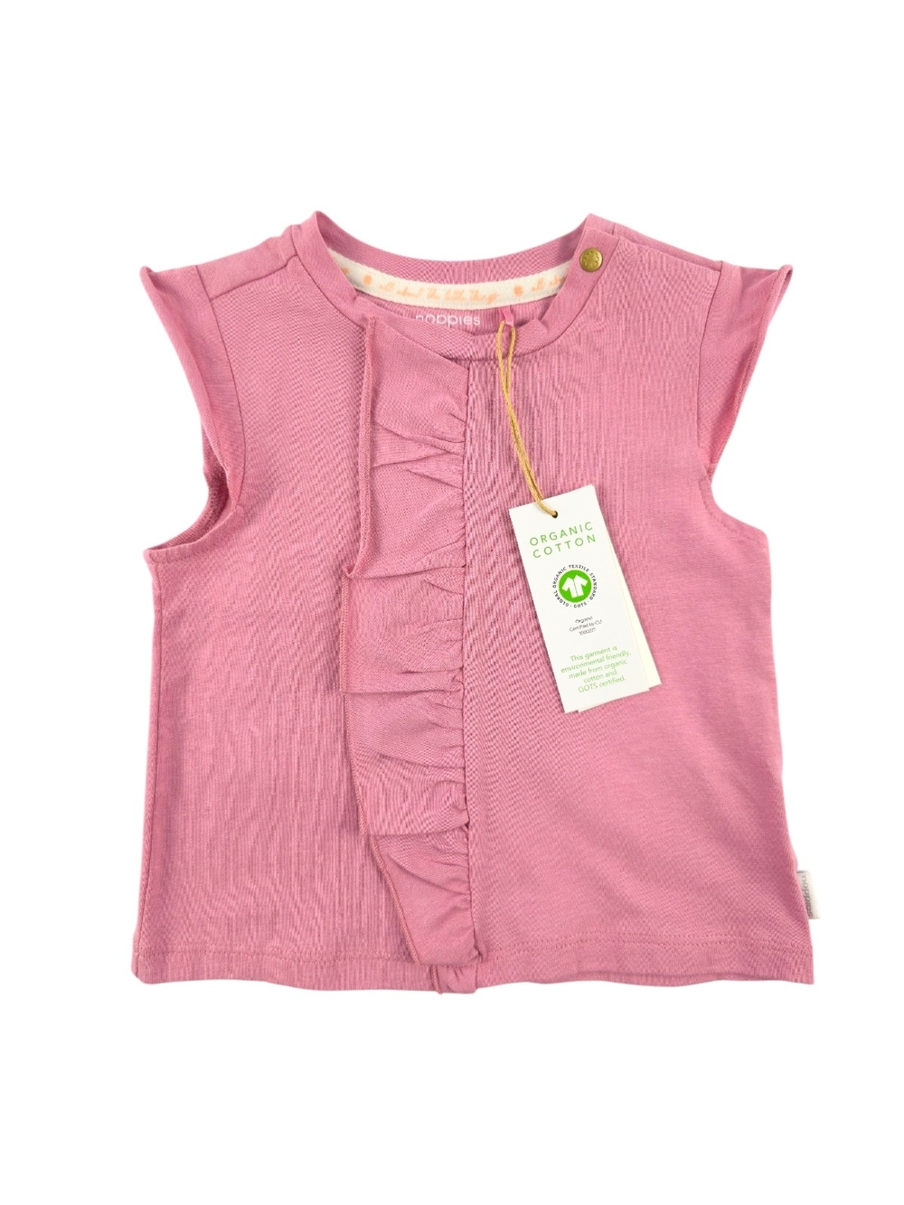 Noppies, Baby Girls Tee New Castle Pink Ruffle Front Top, 6-9M
